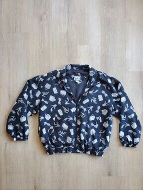 Vintage GTI 100% Silk Bomber Jacket w/ Shoes, Purses, & Sunnies Print